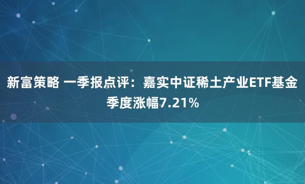 新富策略 一季报点评：嘉实中证稀土产业ETF基金季度涨幅7.21%